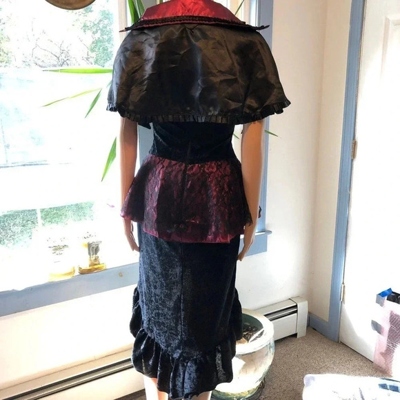 Y2K Incharacter Hi-Low Black Purple Velvet Dress Halloween costume S Witch Goth - Picture 2 of 5